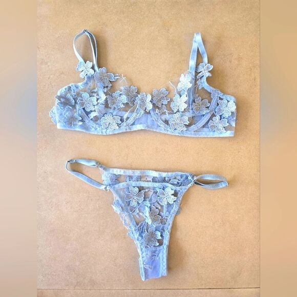 Intimates & Sleepwear | Florallace Intimates Set In Light Blue | Poshmark